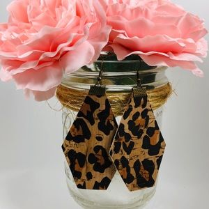 Cheetah cork earrings